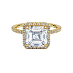 Load image into Gallery viewer, 2 Carat Asscher Cut Hidden Halo Moissanite Ring in Rose Gold