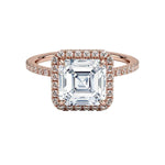 Load image into Gallery viewer, 2 Carat Asscher Cut Hidden Halo Moissanite Ring in Rose Gold