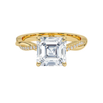 Load image into Gallery viewer, 1.50 Carat Asscher Cut Twisted Moissanite Ring in Yellow Gold