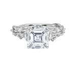 Load image into Gallery viewer, 2 Carat Asscher Shaped Vintage Moissanite Ring in White Gold