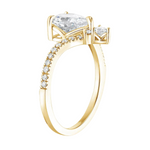 Load image into Gallery viewer, 2 Carat Asscher Cut Curved Moissanite Ring in Yellow Gold