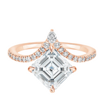 Load image into Gallery viewer, 2 Carat Asscher Cut Curved Moissanite Ring in Yellow Gold
