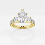 Load image into Gallery viewer, 2.50 Carat Pear Cut Three Stone Moissanite Ring in White Gold