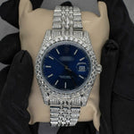Load image into Gallery viewer, Front View Of Blue Face Dial Moissanite Diamond Watch | 41MM