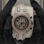 Load image into Gallery viewer, Bust Down Stainless Steel Moissanite Watch | 41 MM | Rose Gold Tone