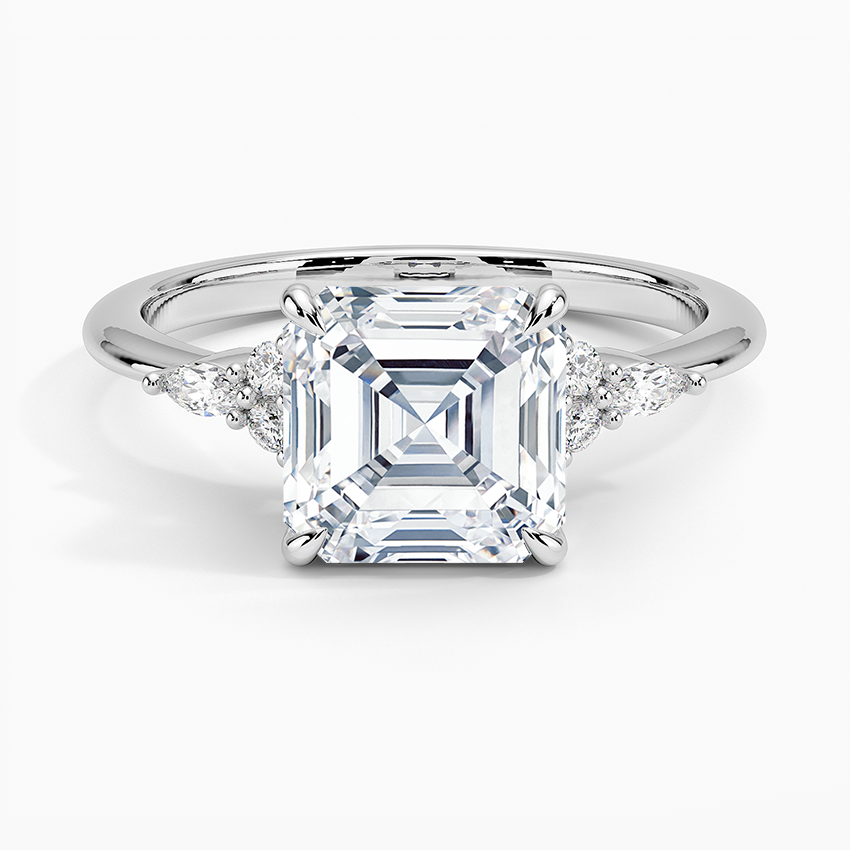 2 carat asscher cut moissanite 7 stone engagement ring in rose gold