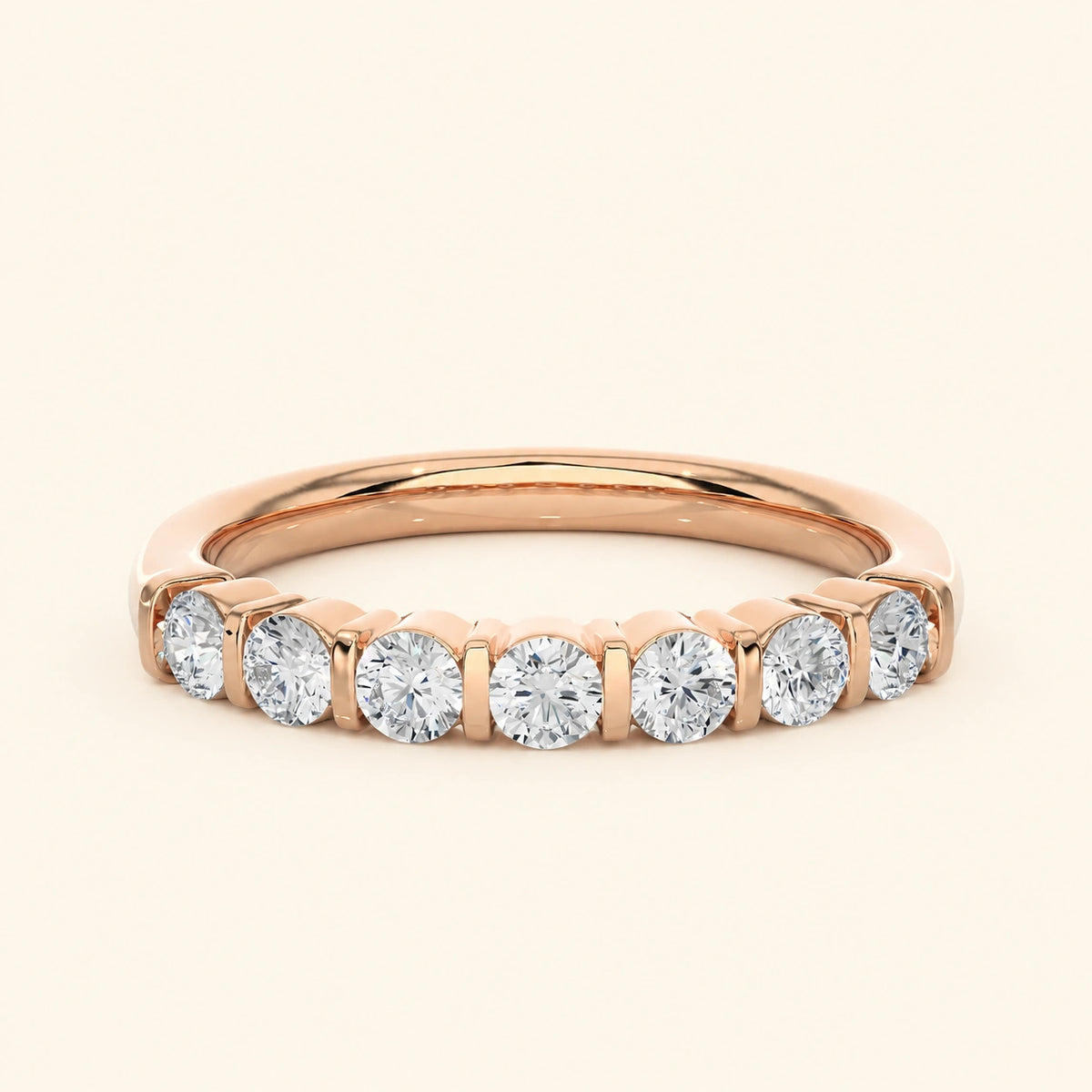 Front view of bar setting wedding band
