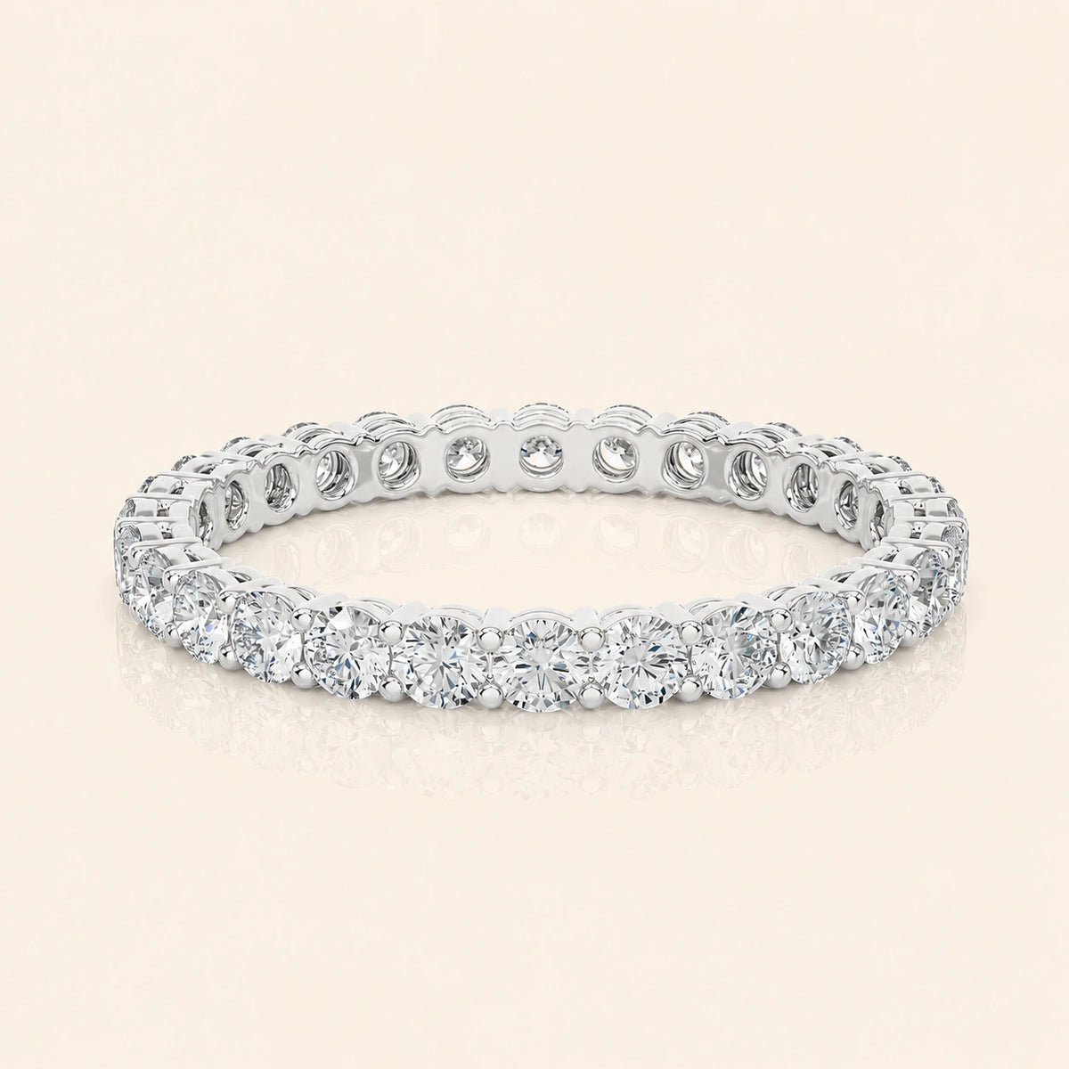Front view of round eternity band
