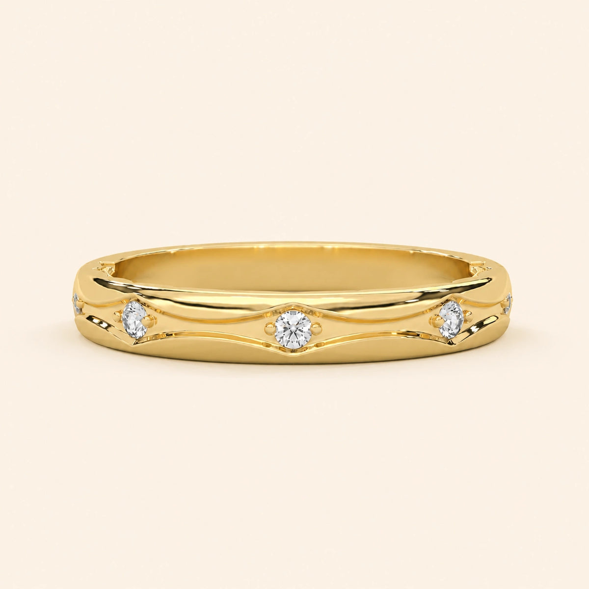 Front view of contour wedding band