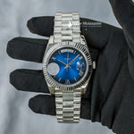 Load image into Gallery viewer, Day-Date Blue Dial Stainless Steel Plain Watch