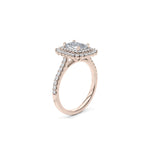 Load image into Gallery viewer, 2.50 Carat Emerald Cut Double Halo Moissanite Ring in White Gold