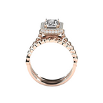 Load image into Gallery viewer, 1.50 Carat Emerald Cut Hidden Halo Moissanite Bridal Set Ring in Yellow Gold