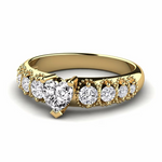 Load image into Gallery viewer, 1.30 Carat Heart And Round Shape Moissanite Vintage Engagement Ring in Rose Gold