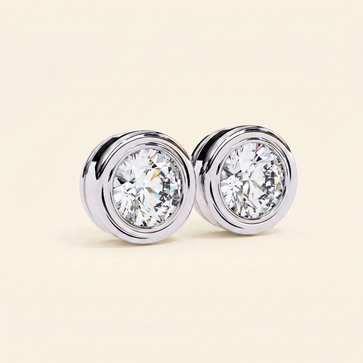 Round solitaire earrings