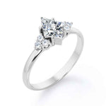 Load image into Gallery viewer, 1.80 Carat Kite Shape Moissanite Cluster Engagement Ring In White Gold