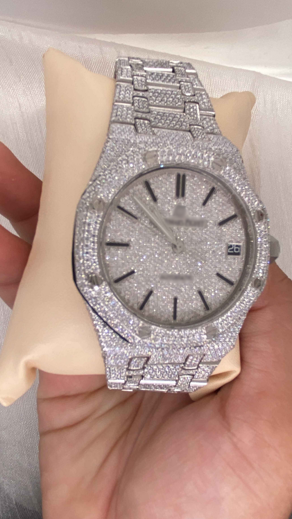 Side view of moissanite ap watch