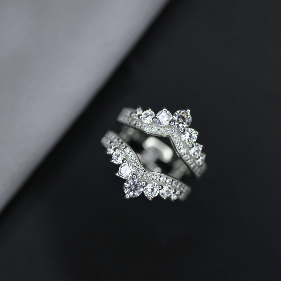Moissanite curved wedding band