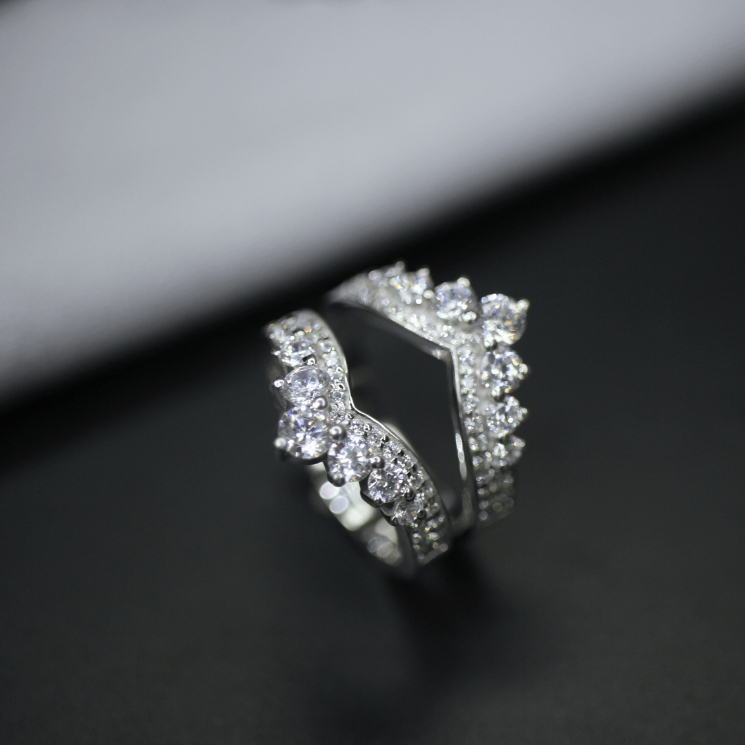 Moissanite curved wedding band