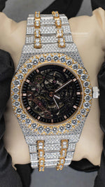 Load image into Gallery viewer, Front View of Moissanite Diamond Ap Watch | 41MM | Yellow Gold