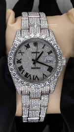 Load image into Gallery viewer, Front View of Roman Dial Moissanite Presidential Watch For Men | 41 MM