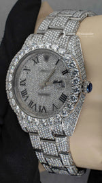 Load image into Gallery viewer, Side Angle Of Roman Dial Moissanite Presidential Watch For Men | 41 MM