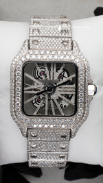 Load image into Gallery viewer, Front View Of Moissanite Skeleton Watch
