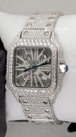 Load image into Gallery viewer, Side Angle Of Moissanite Skeleton Watch