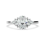 Load image into Gallery viewer, 2.80 Carat Oval Cut Moissanite Cluster Engagement Ring In White Gold
