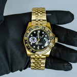 Load image into Gallery viewer, Front View Of Oyster Perpetual Date Just Black Dial Plain Watch In Yellow Gold