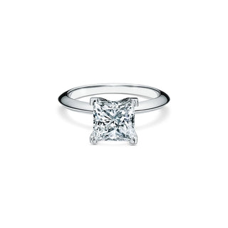 1 Carat Princess Cut Moissanite Solitaire v Prong Ring in White Gold