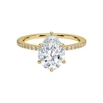 Load image into Gallery viewer, 1.60 Carat Pear Cut Hidden Halo Moissanite Ring In White Gold With Accent