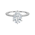 Load image into Gallery viewer, 1.60 Carat Pear Cut Hidden Halo Moissanite Ring In White Gold With Accent