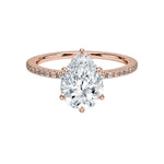 Load image into Gallery viewer, 1.60 Carat Pear Cut Hidden Halo Moissanite Ring In White Gold With Accent