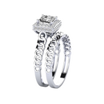 Load image into Gallery viewer, 1.50 Carat Princess Cut Hidden Halo Moissanite Bridal Set Ring In Rose Gold