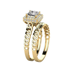 Load image into Gallery viewer, 1.50 Carat Princess Cut Hidden Halo Moissanite Bridal Set Ring In Rose Gold