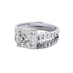 Load image into Gallery viewer, 1.50 Carat Princess Cut Hidden Halo Moissanite Bridal Set Ring In Rose Gold