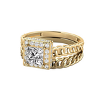 Load image into Gallery viewer, 1.50 Carat Princess Cut Hidden Halo Moissanite Bridal Set Ring In Rose Gold