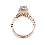 Load image into Gallery viewer, 1.50 Carat Princess Cut Hidden Halo Moissanite Bridal Set Ring In Rose Gold