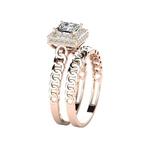 Load image into Gallery viewer, 1.50 Carat Princess Cut Hidden Halo Moissanite Bridal Set Ring In Rose Gold