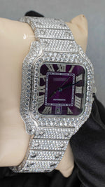 Load image into Gallery viewer, Side Angle of Purple Dial Moissanite Watch | 41 MM