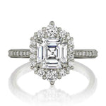 Load image into Gallery viewer, 2.50 Carat Asscher Cut Vintage Halo Moissanite Ring in Rose Gold