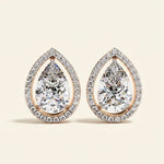 Load image into Gallery viewer, Pear Halo Stud Earrings