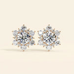 Load image into Gallery viewer, Floral Cluster Earrings Studs Round Cut Design