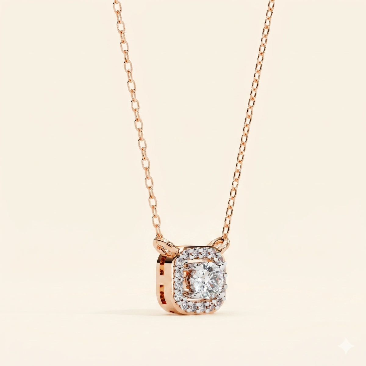 Round halo necklace