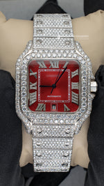 Load image into Gallery viewer, Fornt View Of Red Dial Moissanite Watch 41 MM