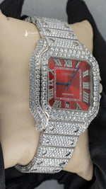 Load image into Gallery viewer, Side Angle Of Red Dial Moissanite Watch 41 MM