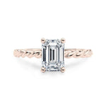 Load image into Gallery viewer, 1.50 Emerald Shaped Rope Design Solitaire Moissanite Ring in Yellow Gold