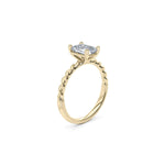 Load image into Gallery viewer, 1.50 Emerald Shaped Rope Design Solitaire Moissanite Ring in Yellow Gold