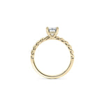 Load image into Gallery viewer, 1.50 Emerald Shaped Rope Design Solitaire Moissanite Ring in Yellow Gold