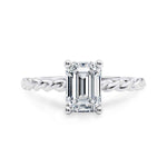 Load image into Gallery viewer, 1.50 Emerald Shaped Rope Design Solitaire Moissanite Ring in Yellow Gold